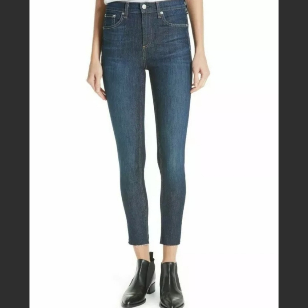 NEW Rag & Bone High Rise Ankle Jeans Raw Hem